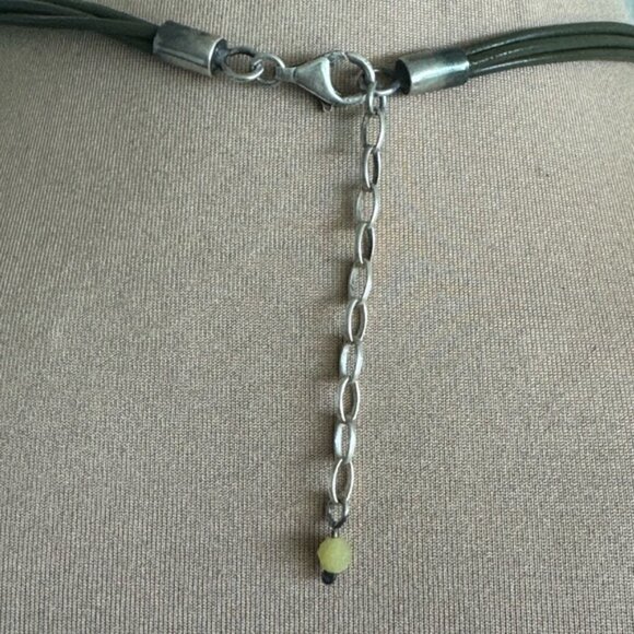 VTG Silpada Green LEATHER and sterling silver Necklace - Picture 4 of 7